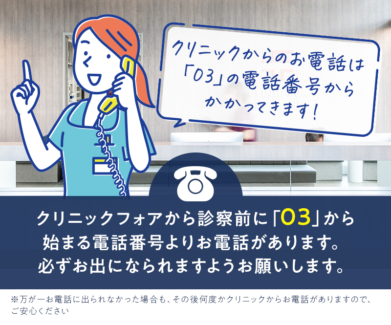 クリニックフォアから診察前に確認の電話